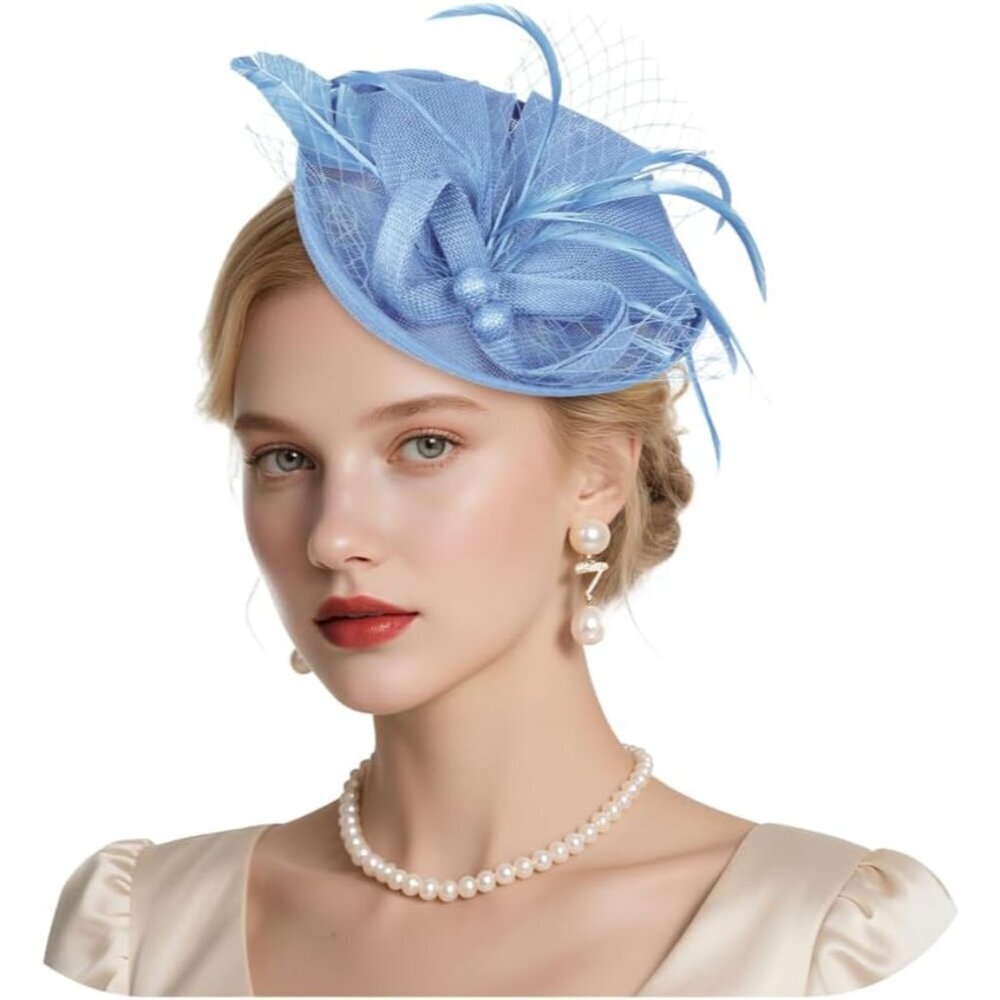 Women’s Feather Mesh Fascinator Hat with Clip for Tea Weddings Parties